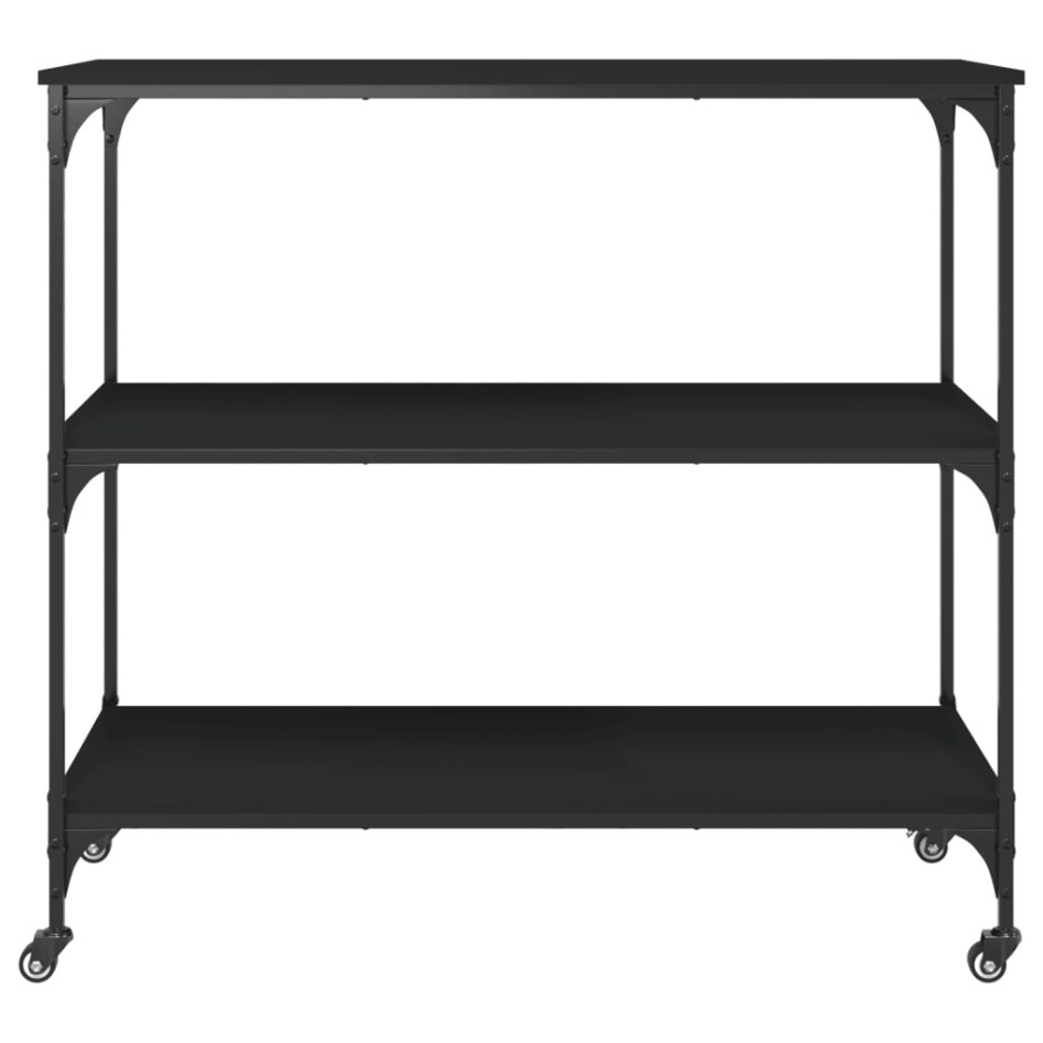 Carrito de cocina madera de ingeniería negro 102x50x95
