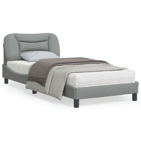 Estructura de cama con luces LED tela gris claro 80x200