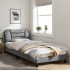 Estructura de cama con luces LED tela gris claro 80x200