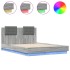 Estructura cama con cabecero luces LED gris Sonoma 120x190