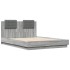 Estructura cama con cabecero luces LED gris Sonoma 120x190