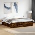 Estructura cama con luces LED madera roble ahumado 200x200