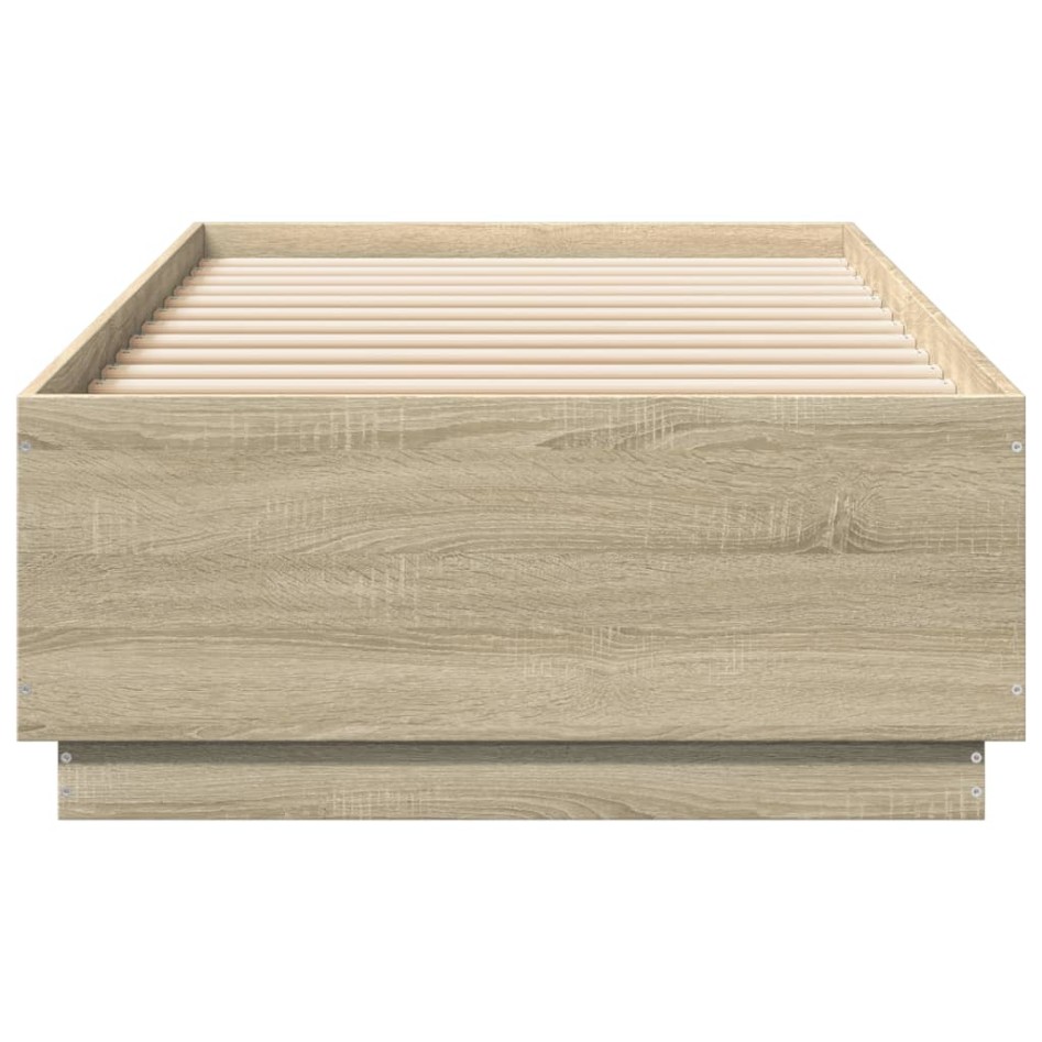 Estructura de cama con luces LED madera roble Sonoma 90x200