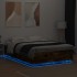 Estructura cama con luces LED madera roble ahumado 120x200