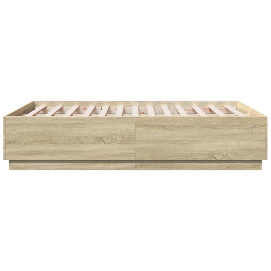 Estructura cama con luces LED madera roble Sonoma 120x190