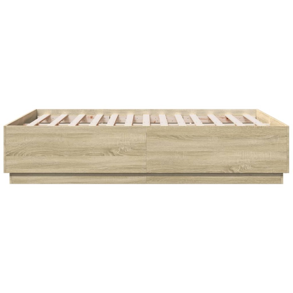 Estructura cama con luces LED madera roble Sonoma 140x190
