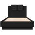 Estructura de cama con cabecero y luces LED negro 90x190