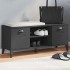 Banco zapatero VIKEN madera maciza de pino negro 106x35x45