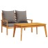 Set de muebles de jardín con cojines madera maciza