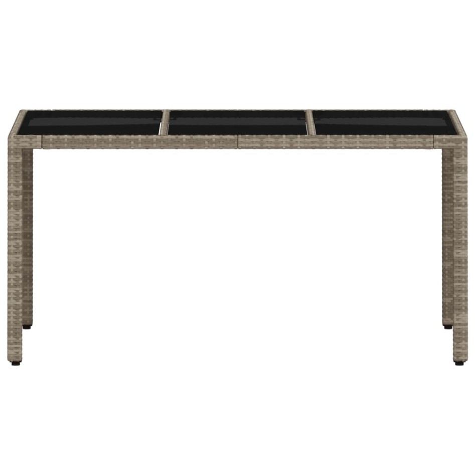 Mesa de jardín superficie de vidrio ratán PE gris 150x90x75