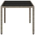 Mesa de jardín superficie de vidrio ratán PE gris 150x90x75