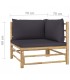 Set de muebles de jardín 2 piezas bambú y cojines gris oscuro, Modelo Rone