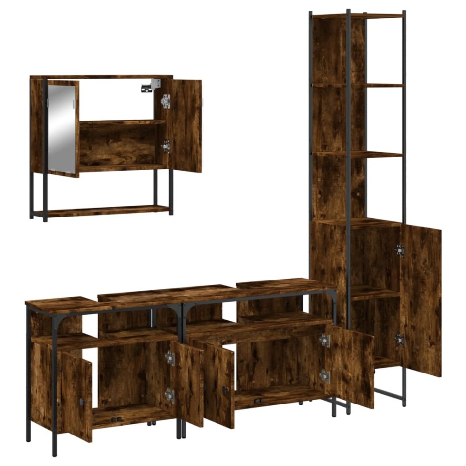 Set de muebles baño 4 pzas madera contrachapada roble