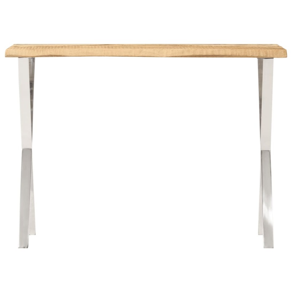 Mesa consola con borde natural madera mango maciza 105x33x76