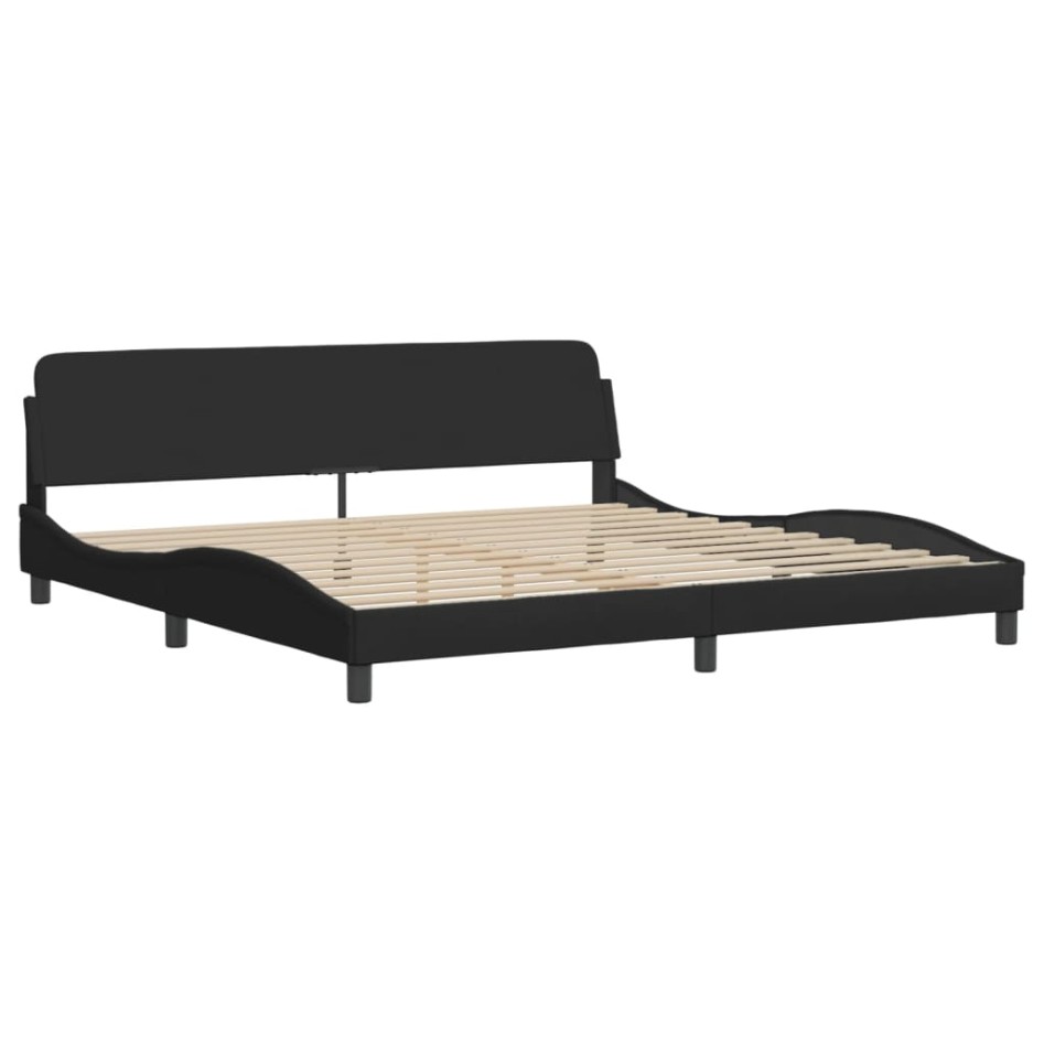 Estructura de cama con luces LED tela negro 200x200