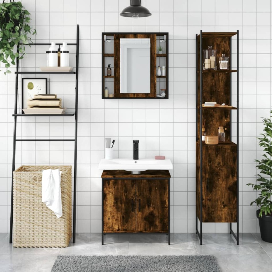 Set de muebles baño 3 pzas madera contrachapada roble