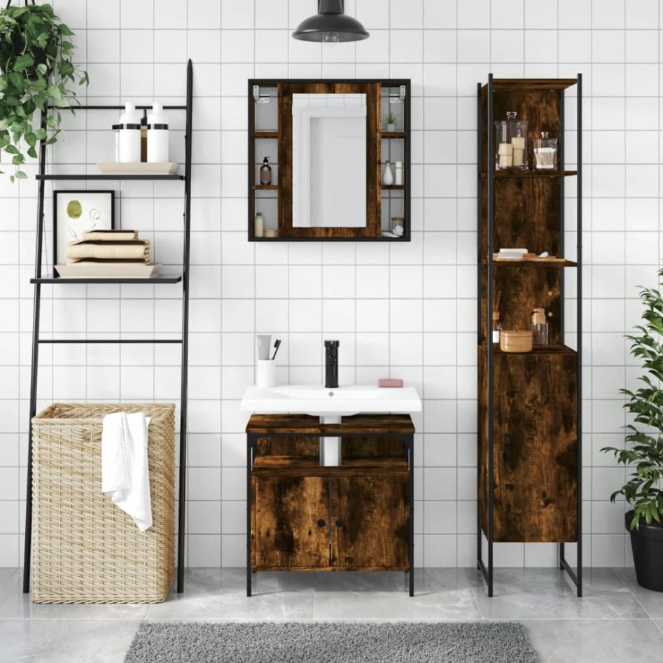 Set de muebles baño 3 pzas madera contrachapada roble