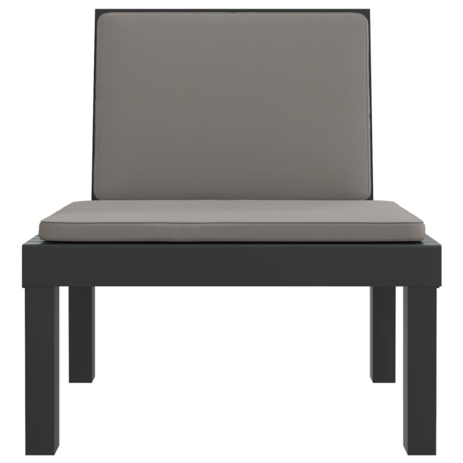 Juego muebles de jardín 3 piezas y cojines PP gris