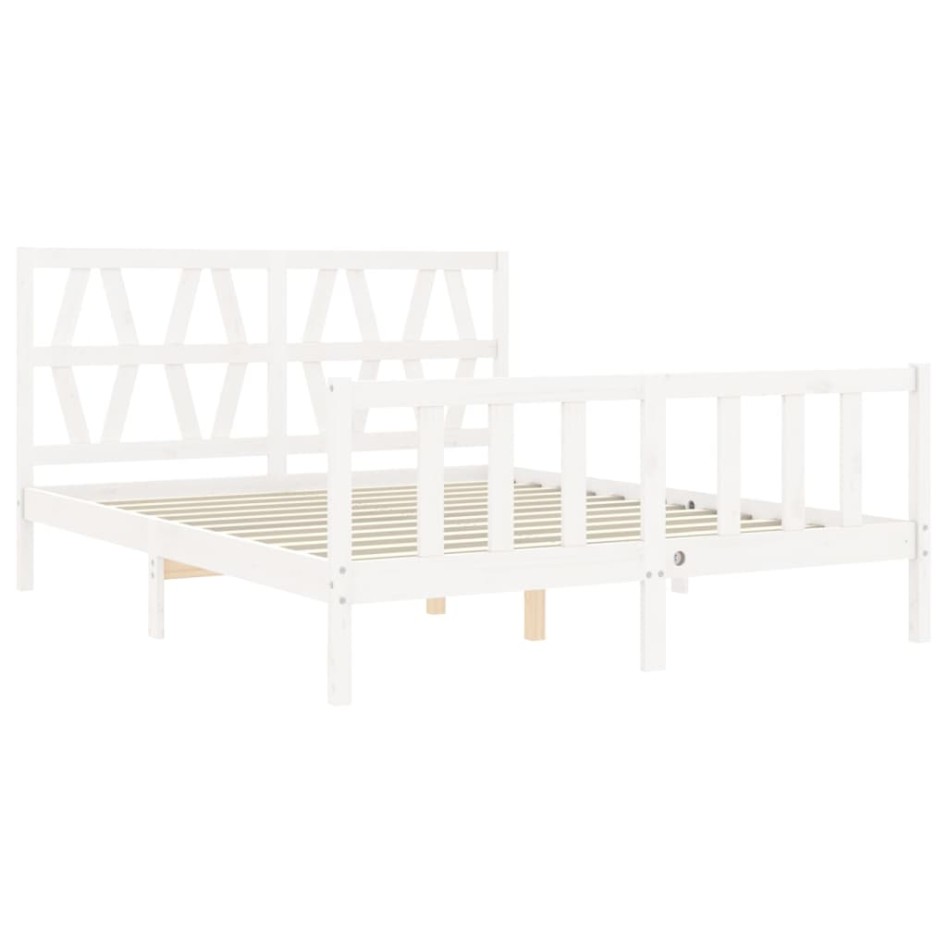 Estructura de cama matrimonio con cabecero madera maciza
