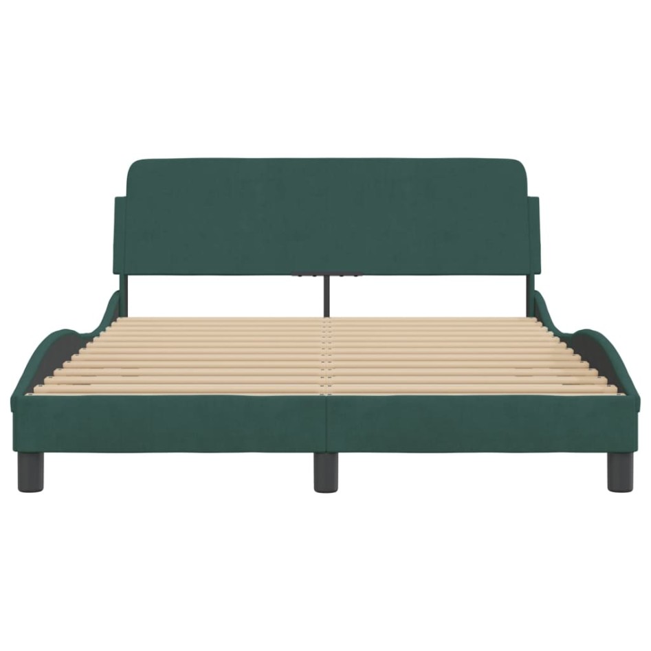 Estructura cama con cabecero terciopelo verde oscuro 140x190