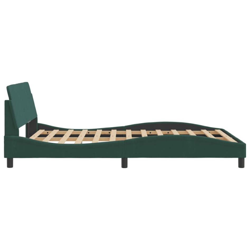 Estructura cama con cabecero terciopelo verde oscuro 140x190