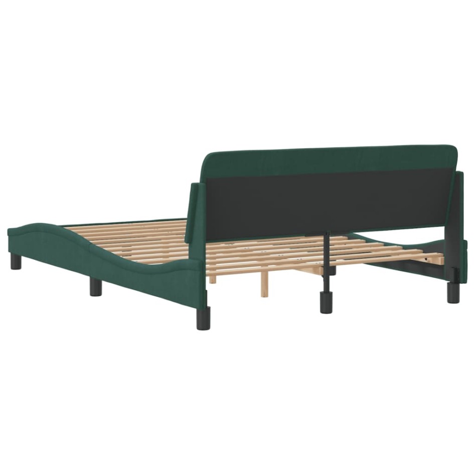 Estructura cama con cabecero terciopelo verde oscuro 140x190