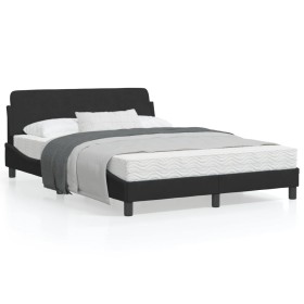 Estructura de cama con cabecero de terciopelo negro 120x200