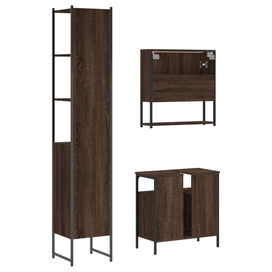 Set de muebles baño 3 pzas madera contrachapada roble
