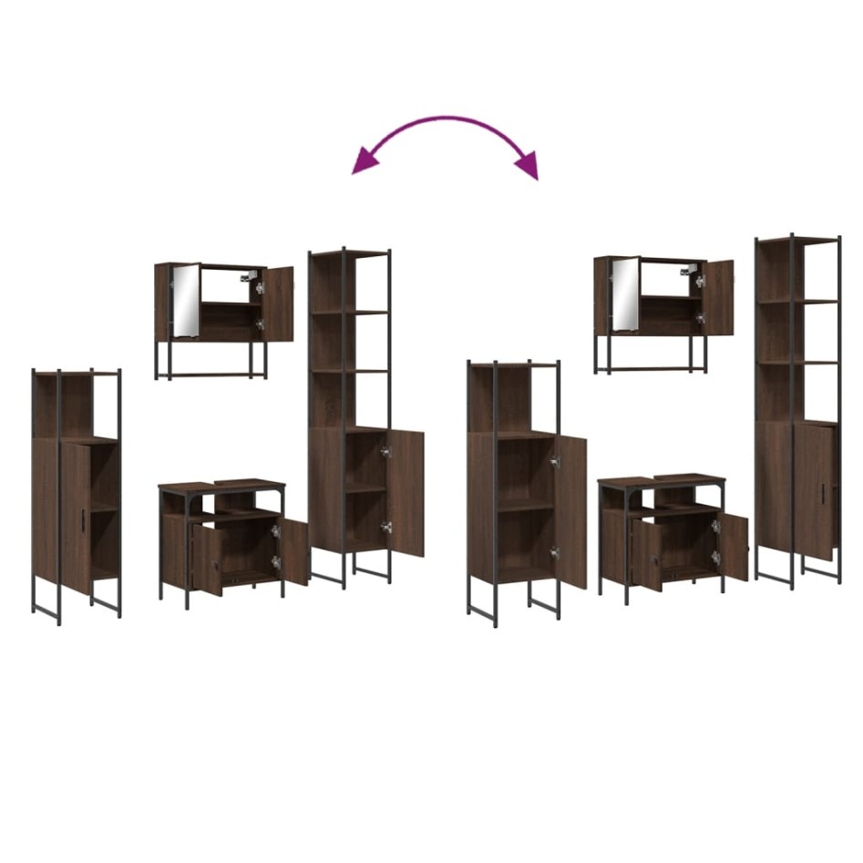 Set de muebles baño 4 pzas madera contrachapada roble