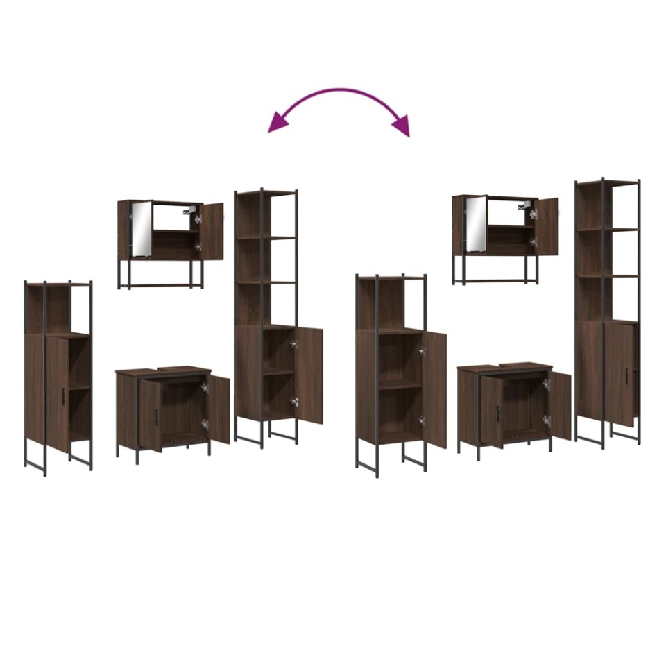 Set de muebles baño 4 pzas madera contrachapada roble