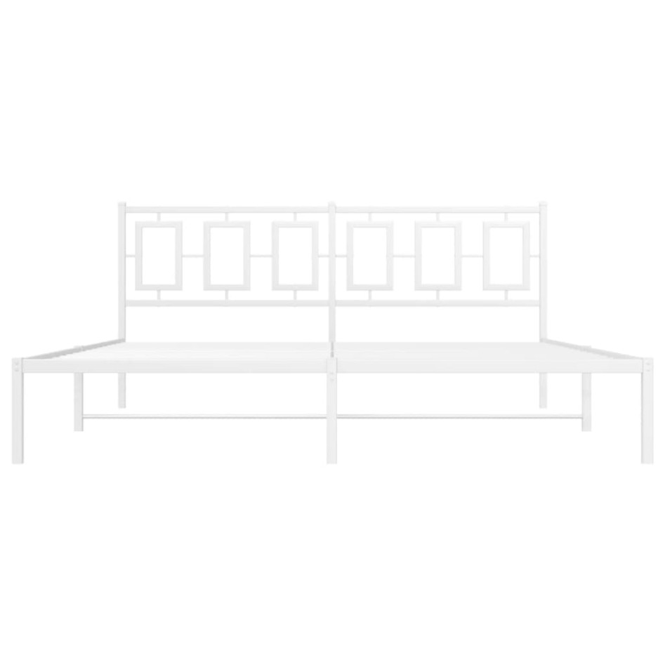 Estructura de cama de metal con cabecero blanco 180x200