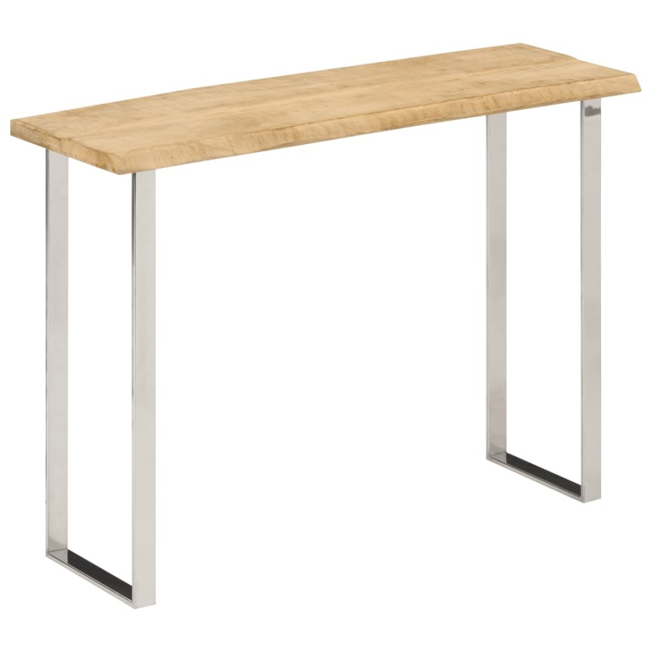 Mesa consola con borde natural madera mango maciza 105x33x76