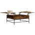 Mesa de centro madera ingeniería y metal roble humo 95x95x45