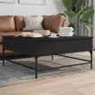 Mesa de centro madera de ingeniería y metal negro 95x95x45 cm