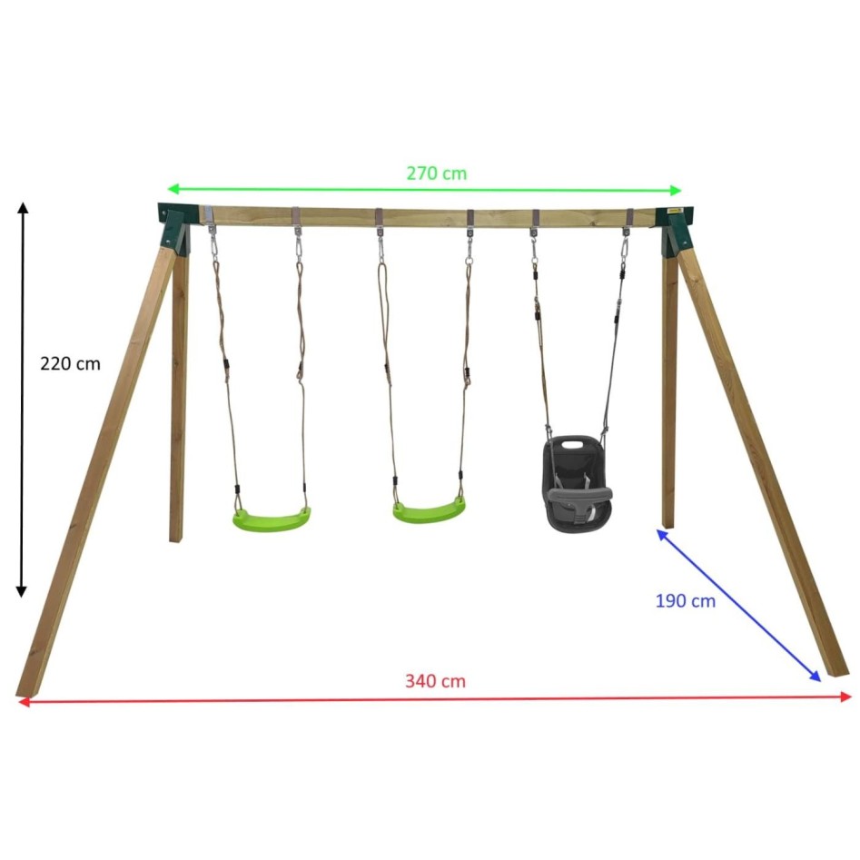 Columpio madera cuadrada Nori asiento bebé