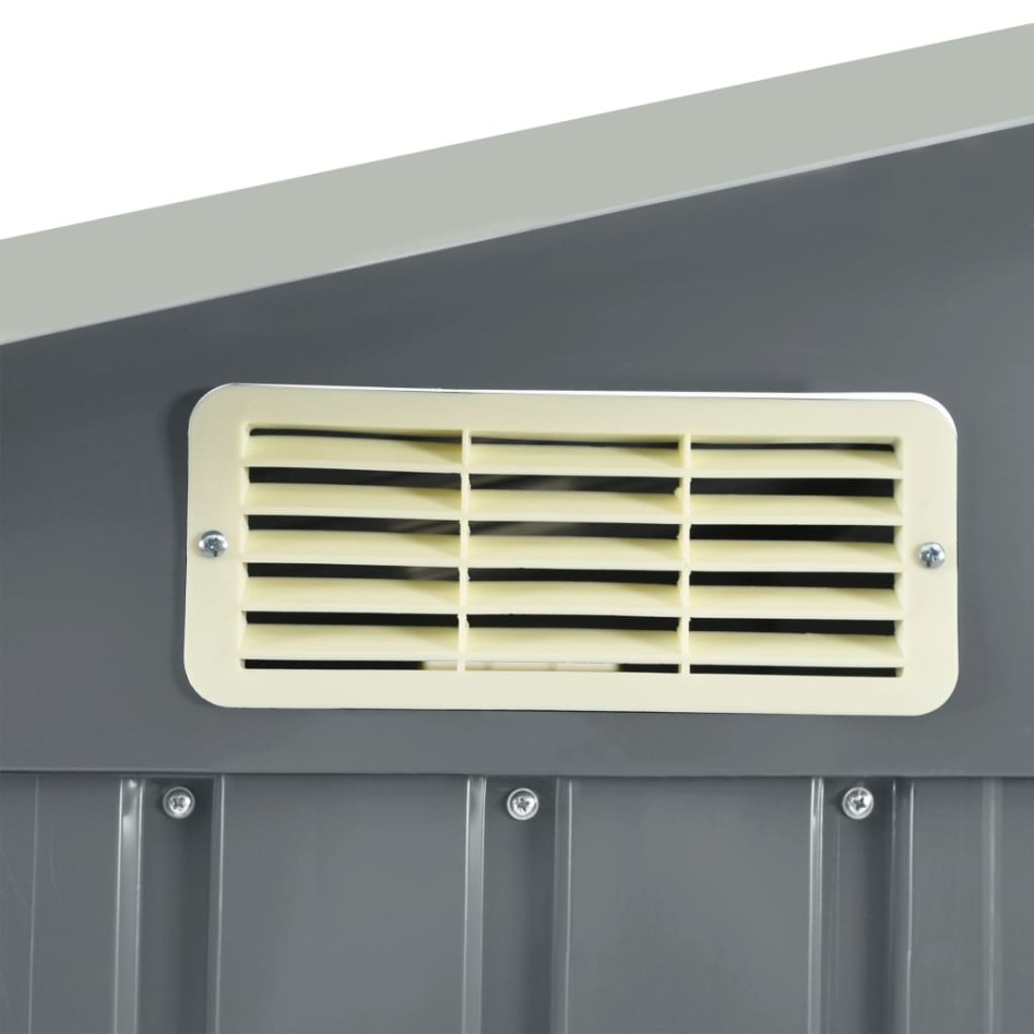 Cobertizo de jardín con estantería hierro gris 205x130x183