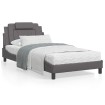 Estructura de cama con cabecero cuero sintético gris 100x200 cm
