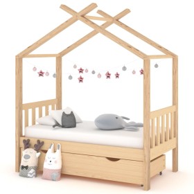 Estructura de cama infantil con cajón madera de pino 70x140