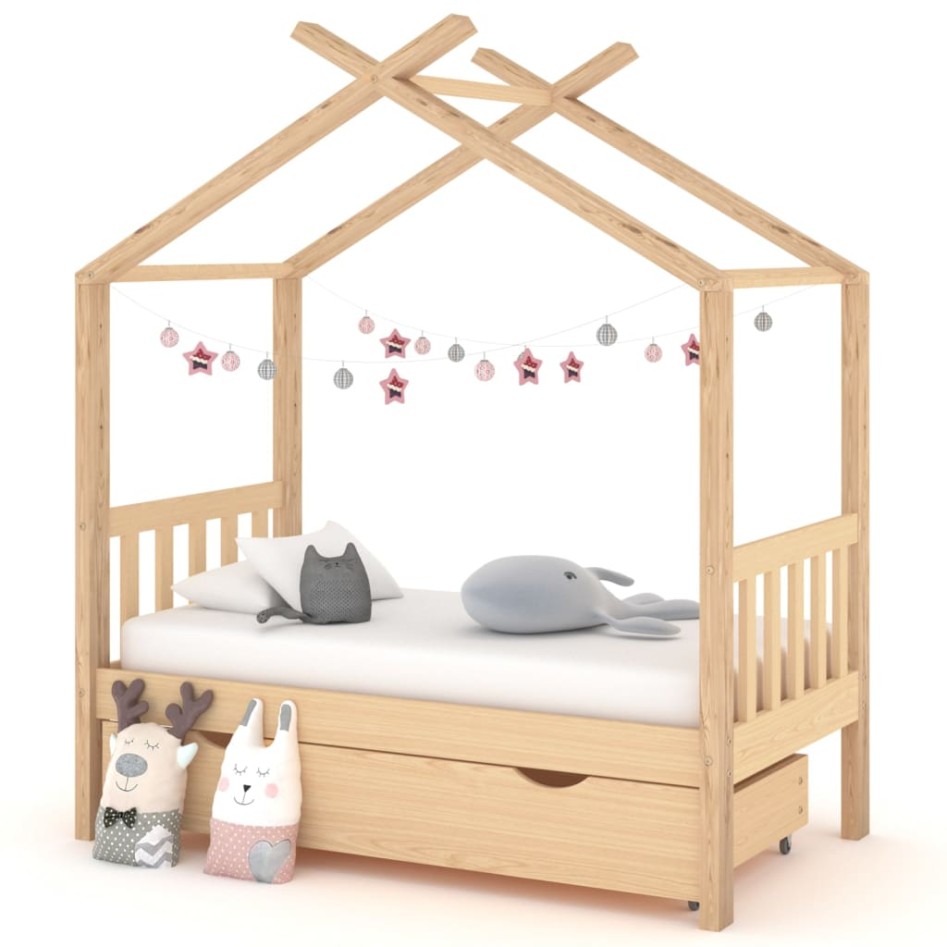 Estructura de cama infantil con cajón madera de pino 70x140