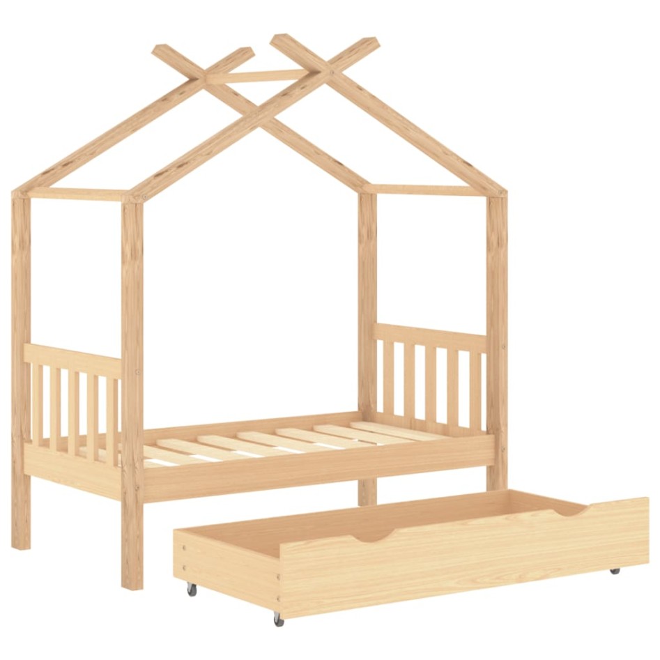 Estructura de cama infantil con cajón madera de pino 70x140