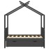 Estructura de cama infantil y cajón madera pino gris