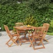 Juego de comedor de jardín 5 piezas madera maciza de acacia