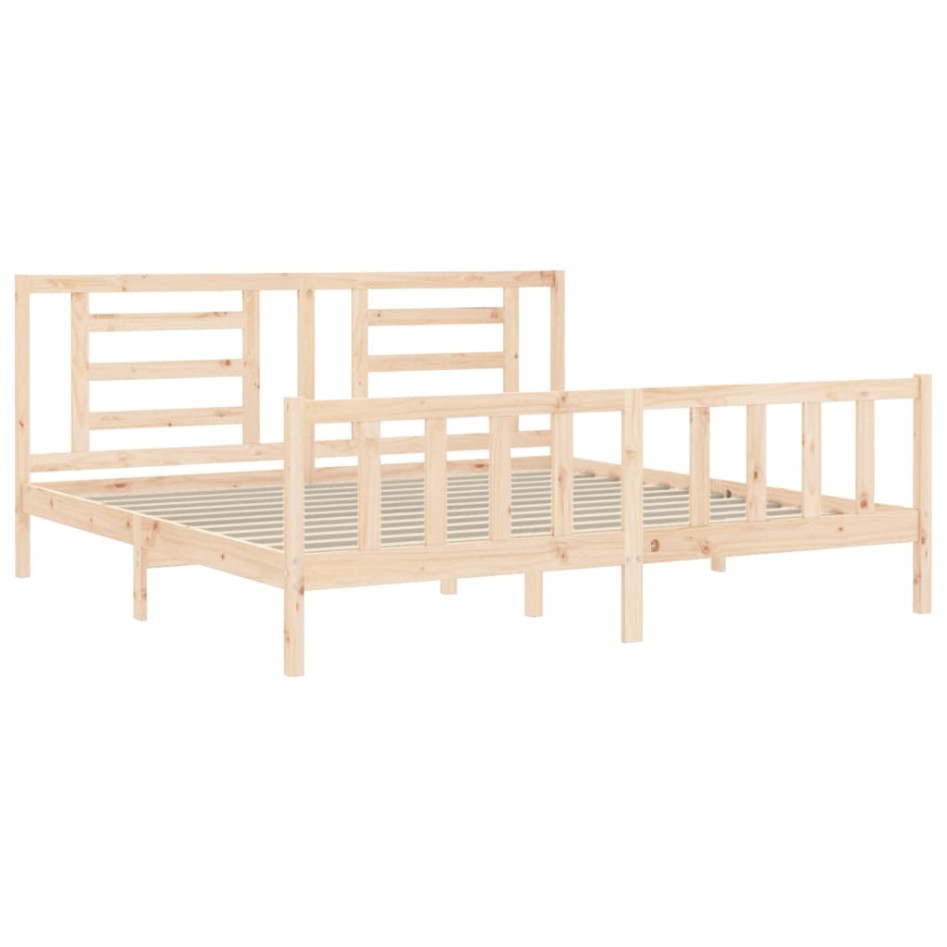 Estructura de cama de matrimonio con cabecero madera