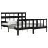Estructura de cama con cabecero madera maciza negro 160x200