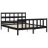 Estructura de cama con cabecero madera maciza negro 160x200