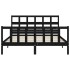 Estructura de cama con cabecero madera maciza negro 160x200