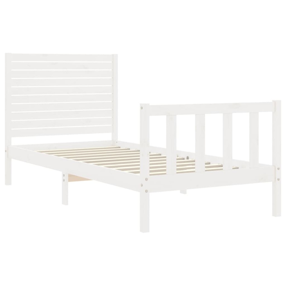 Estructura de cama con cabecero madera maciza blanco 100x200
