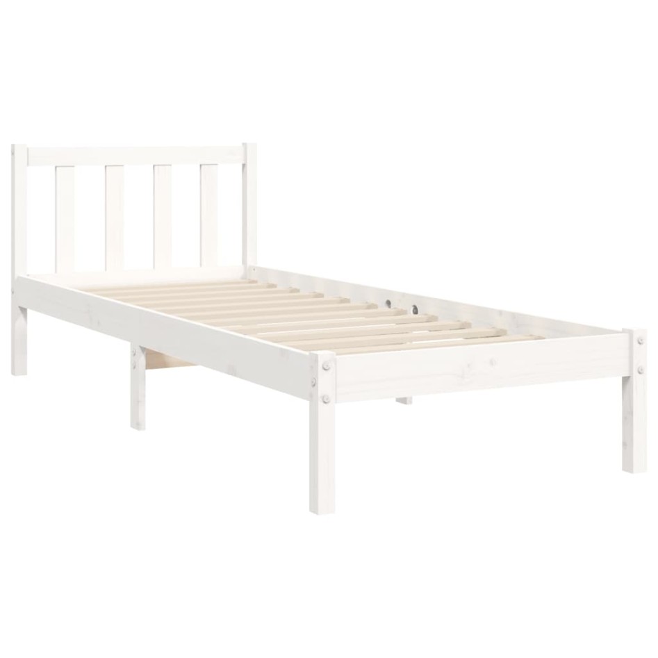 Estructura de cama con cabecero madera maciza blanco 100x200