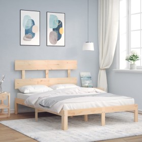 Estructura de cama de matrimonio con cabecero madera