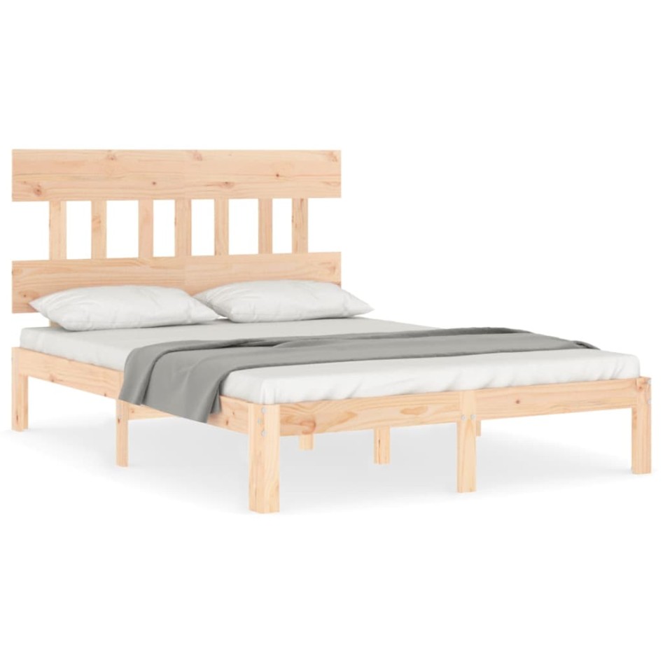 Estructura de cama con cabecero madera maciza 140x190
